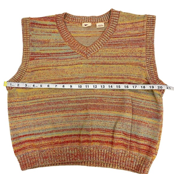 Levis Sleeveless V Neck Sweater Knit Striped 70s Womens Size XL - Picture 5 of 8